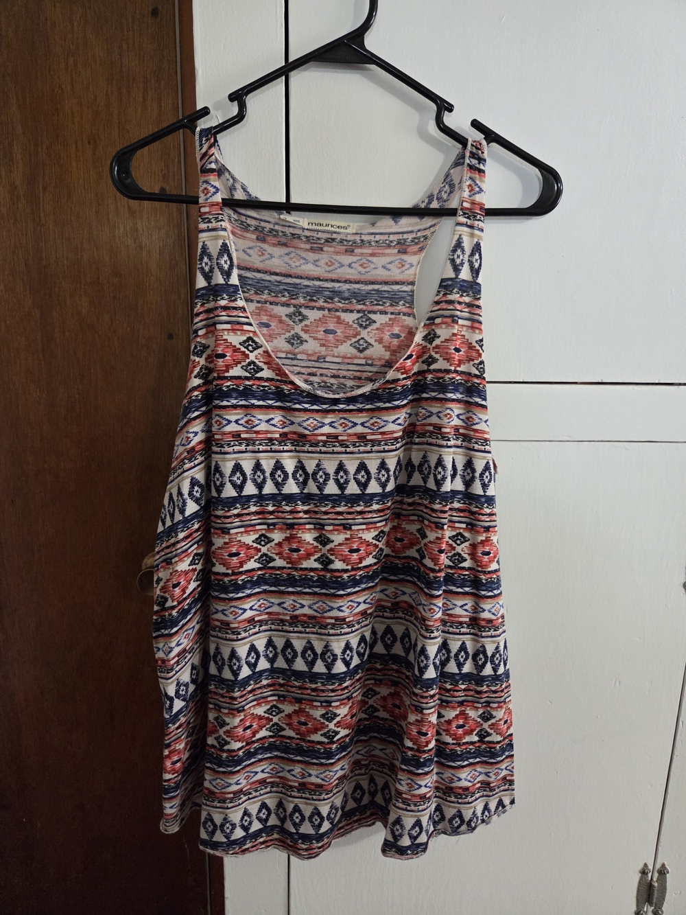 Maurices Aztec Stripe Scoop Neck Tank - Navy, Coral & Cream